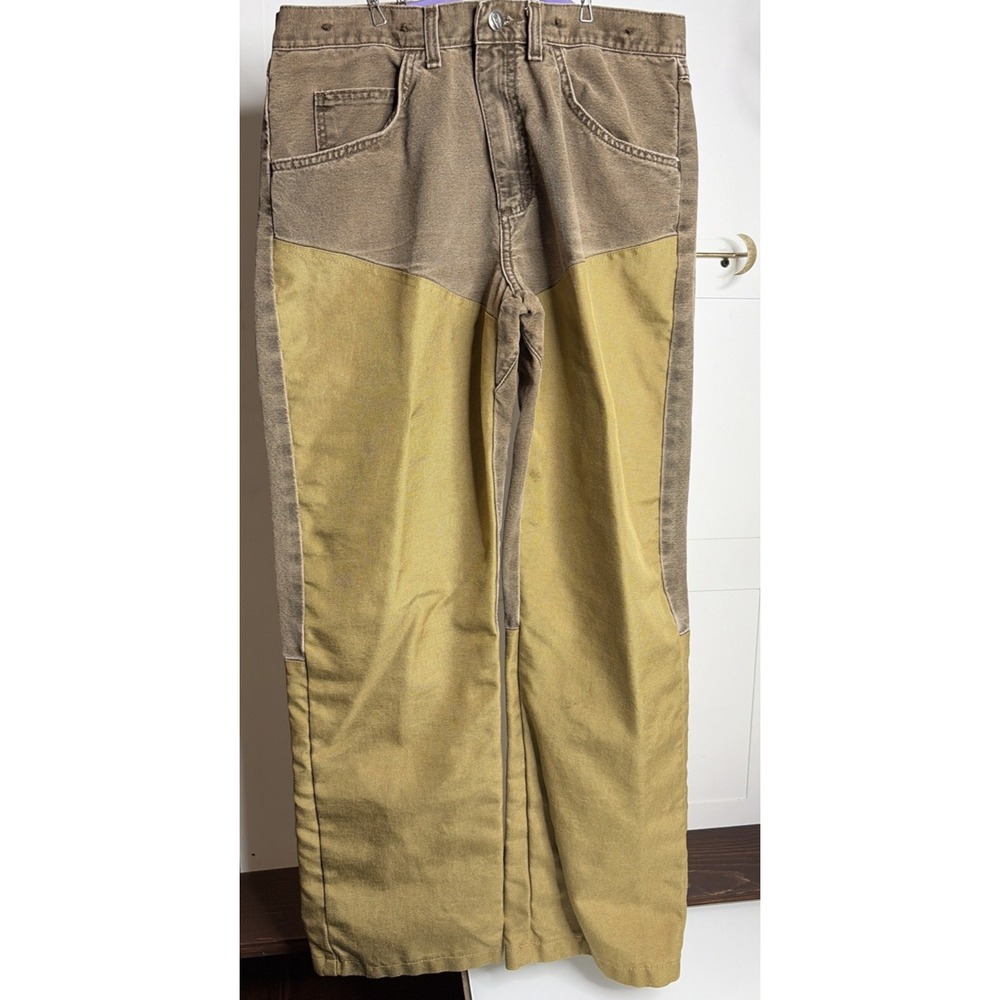 Wrangler Pro Gear Brush Guard Briar Pants 33x30 Brown Tan Canvas Upland Hunting